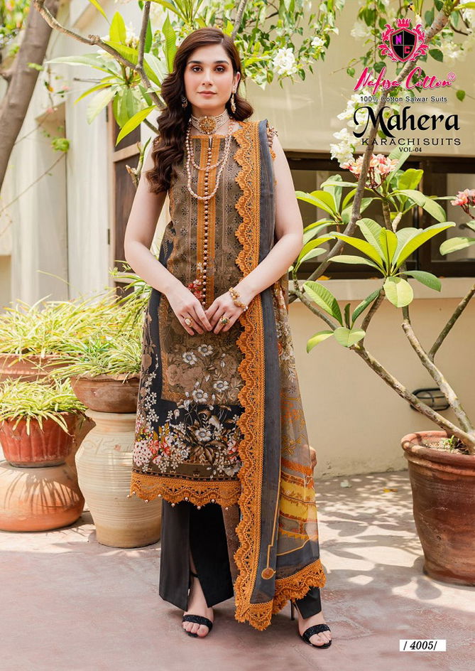 Mahera Vol 4 By Nafisa Printed Karachi Cotton Dress Material Wholesale Clothing Suppliers In India
